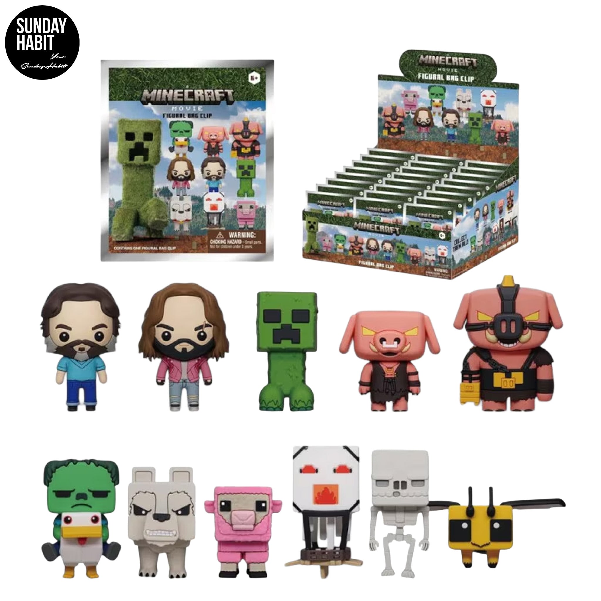 Minecraft Movie (Series1) (Blind Bag/Random) 3D Foam Bag Clips - Sunday Habit