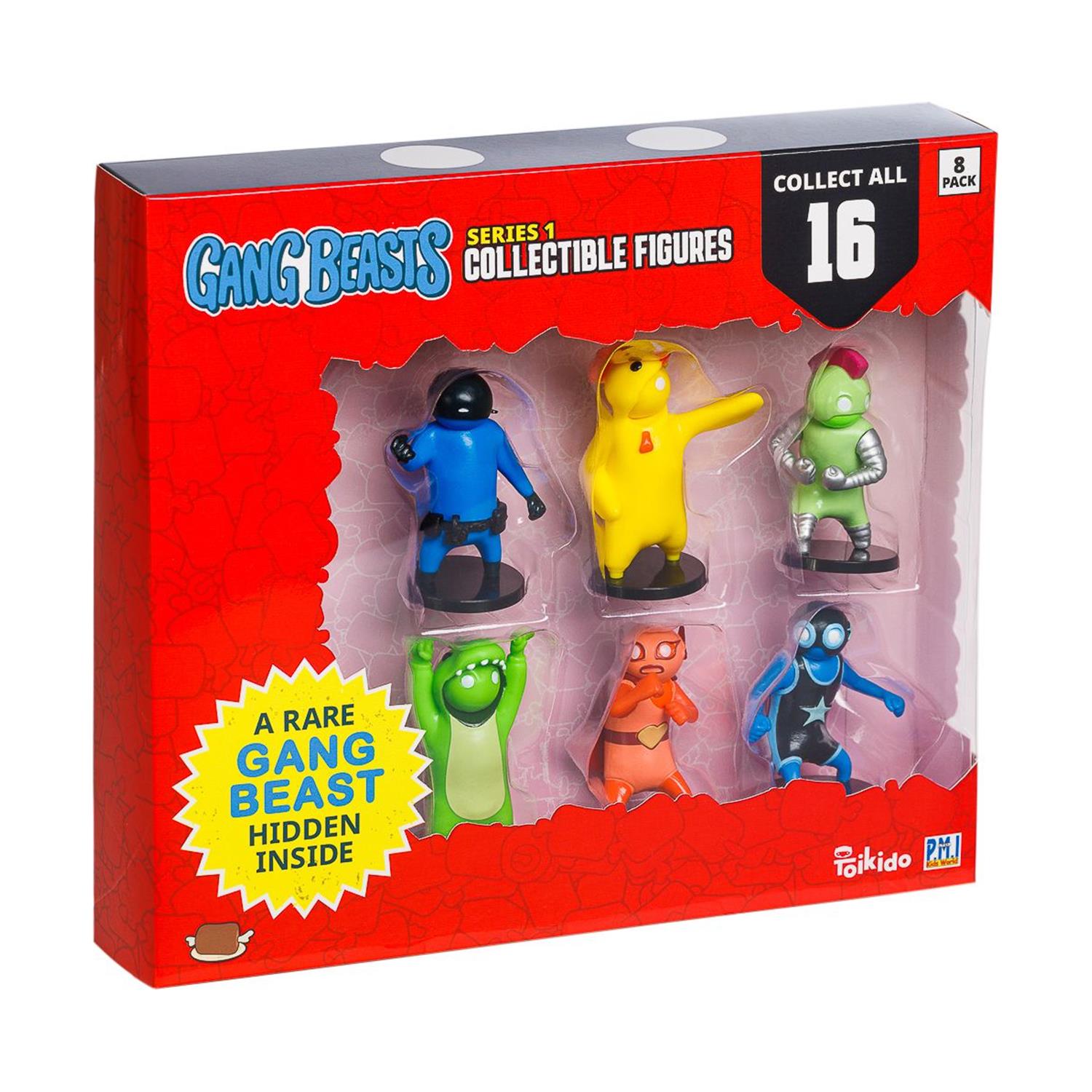 P.M.I. Gang Beasts Collectible Figures - 8 Pack Deluxe Box -including 2 rare hidden characters (S1) (Random) (GB2070) - Sunday Habit