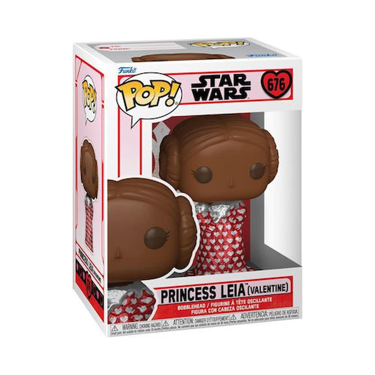 Funko Pop! Disney: Star Wars Valentine's Day 2024 - Princess Leia (Valentine Chocolate) #676 Bobble-Head Vinyl Figure - Sunday Habit