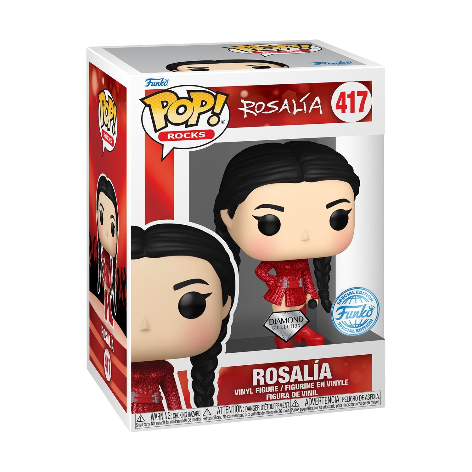 Funko Pop! Rocks: Rosalia (Bizcochito) (Red) (Diamond Glitter) (Special Edition) #417 Vinyl Figure - Sunday Habit
