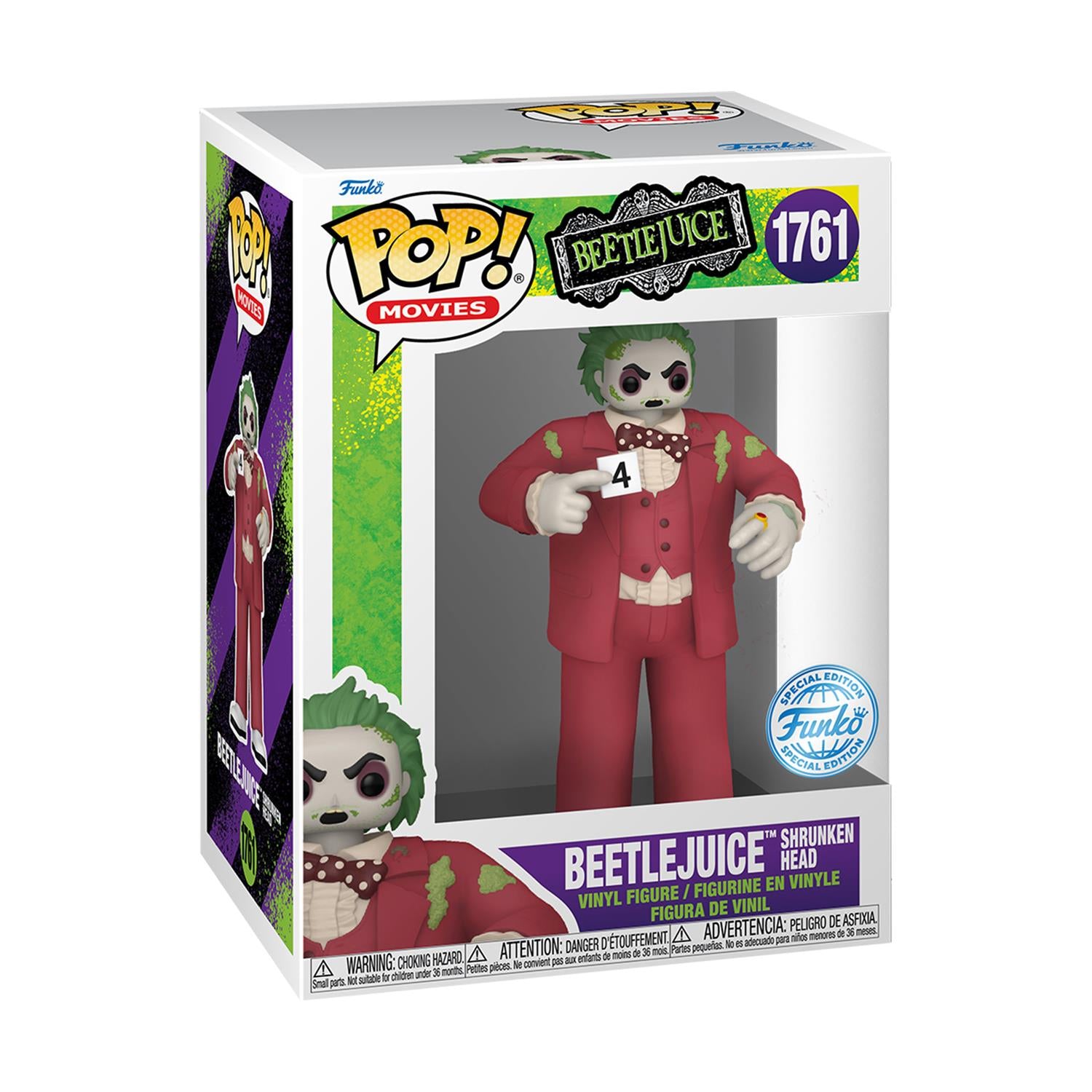 Funko Pop! Movies: Beetlejuice - Beetlejuice Shrunken Head (Special Edition) #1761 Vinyl Figure