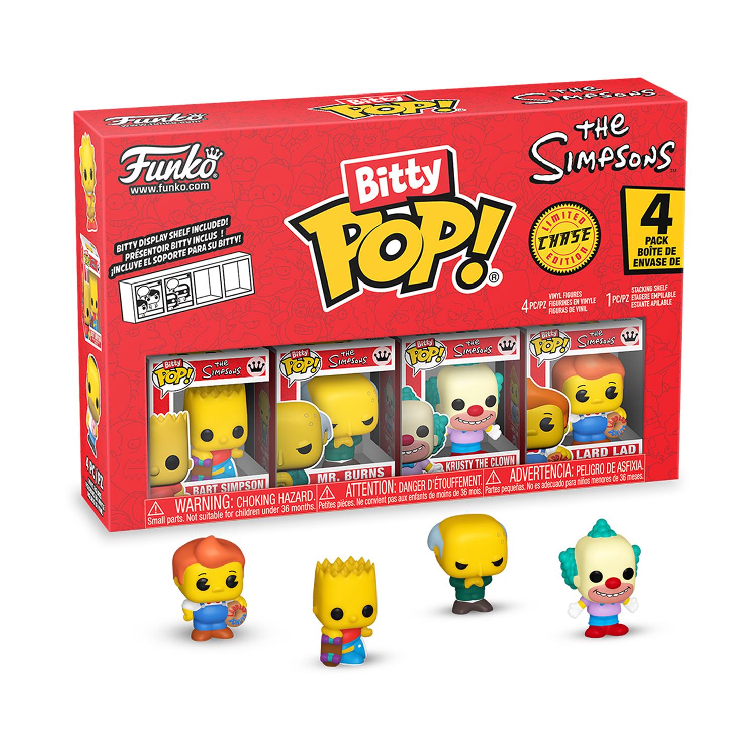 Funko Bitty Pop! 4-Pack: The Simpsons - Bart Simpson, Mr. Burns, Krusty The Clown, Lard Lad Vinyl Figures