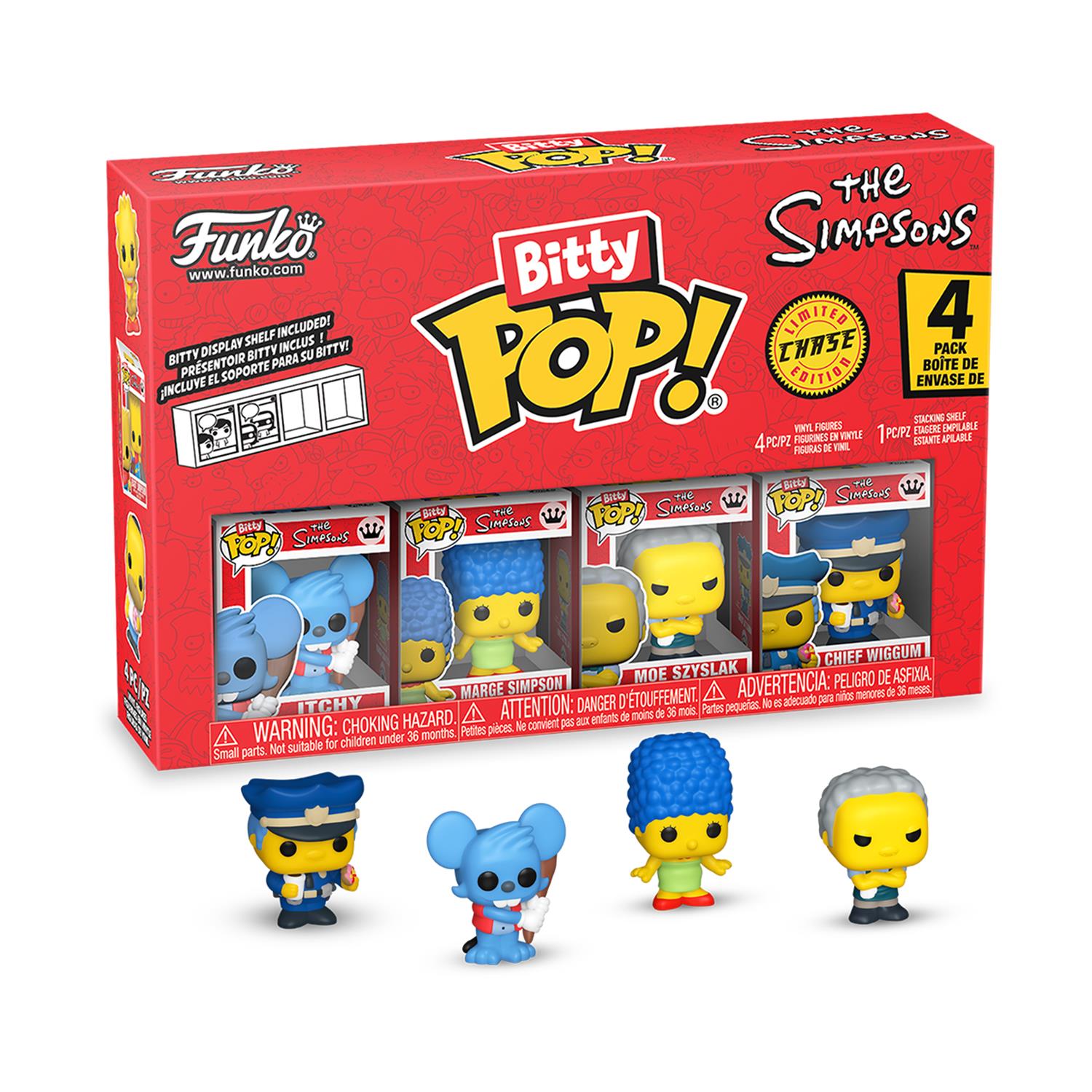 Funko Bitty Pop! 4-Pack: The Simpsons - Itchy, Marge Simpson, Moe Szyslak, Chief Wiggum Vinyl Figures