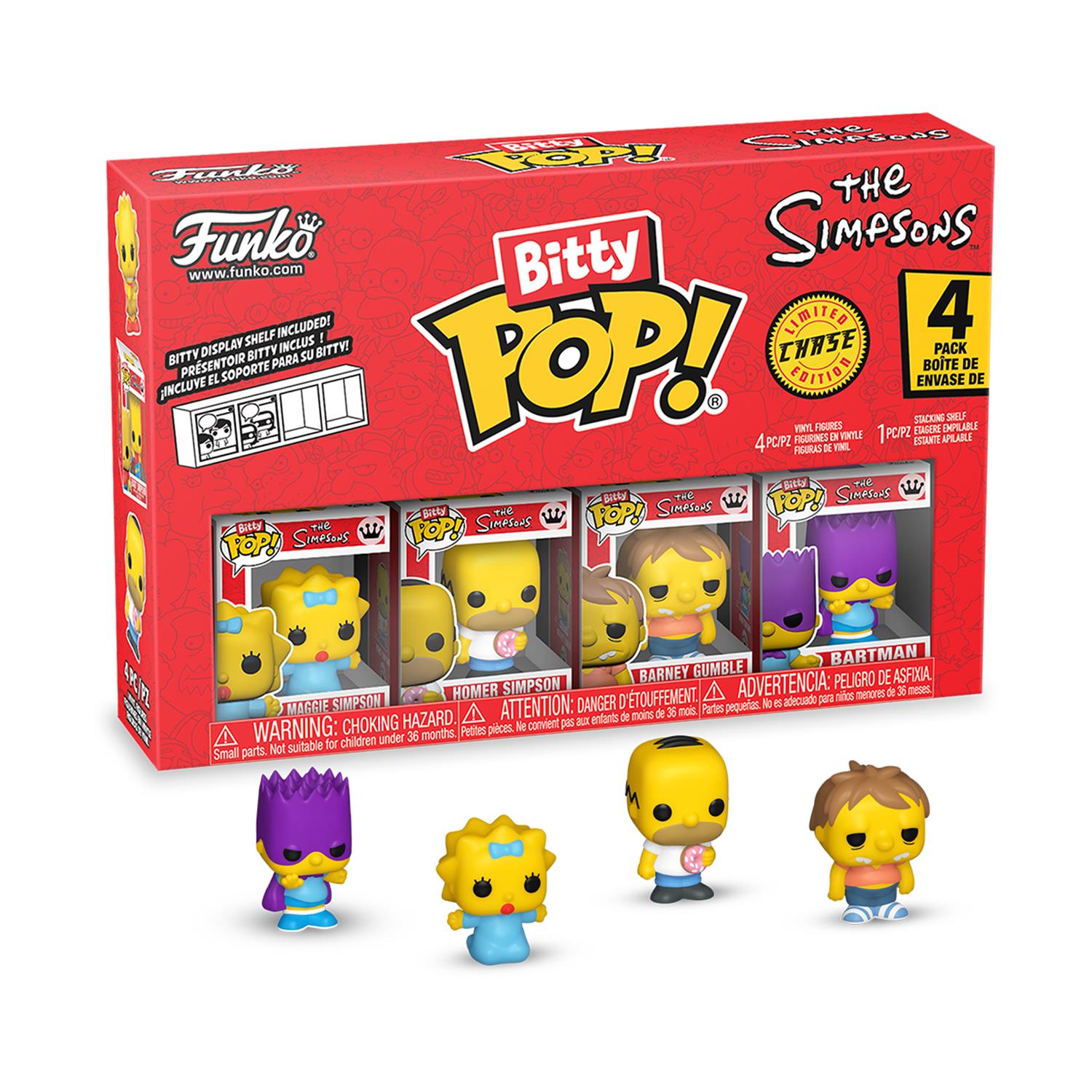 Funko Bitty Pop! 4-Pack: The Simpsons - Maggie Simpson, Homer Simpson, Barney Gumble, Bartman Vinyl Figures