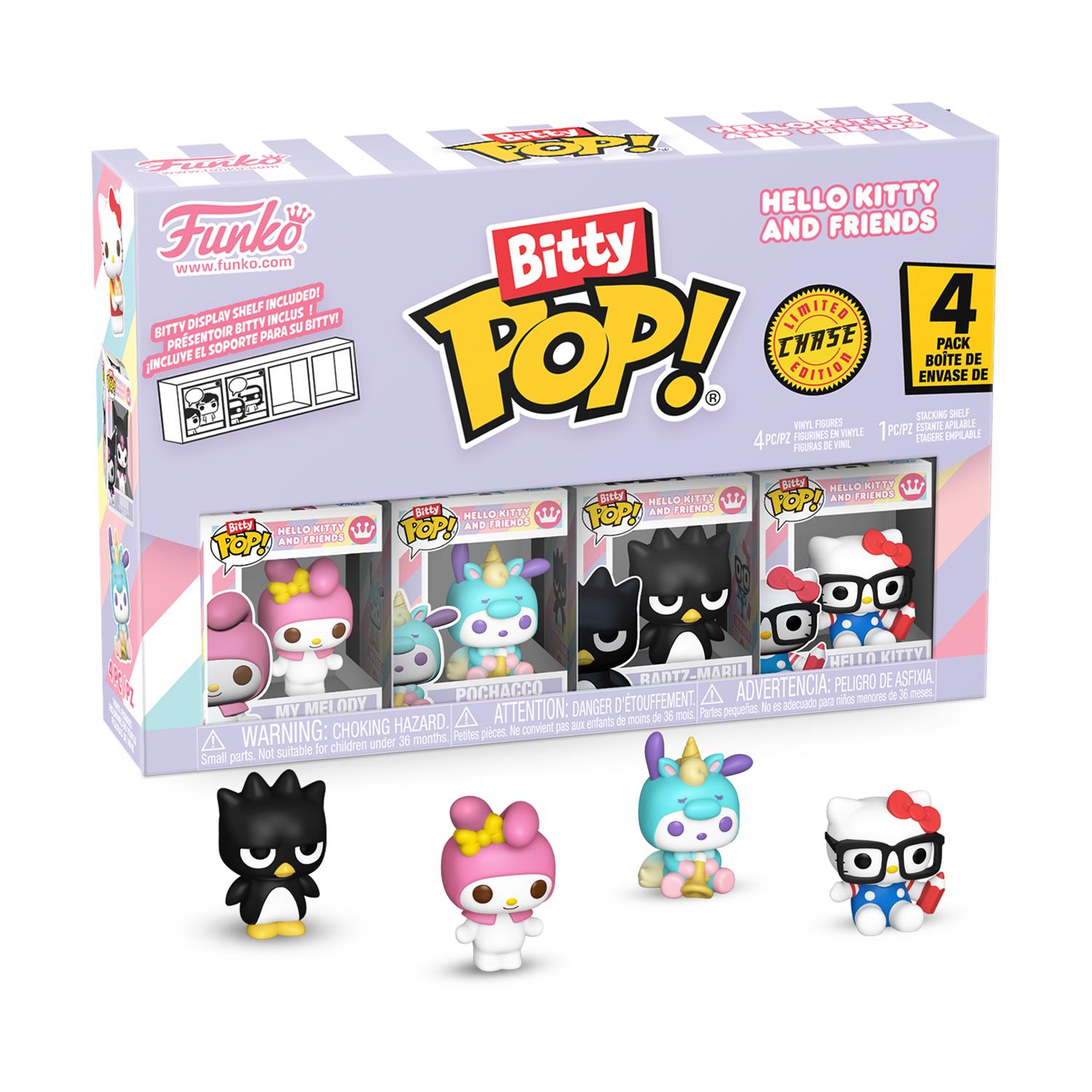 Funko Bitty Pop! 4-Pack: Hello Kitty and Friends - My Melody, Pochacco, Badtz-Maru, Chase Figure Vinyl Figures
