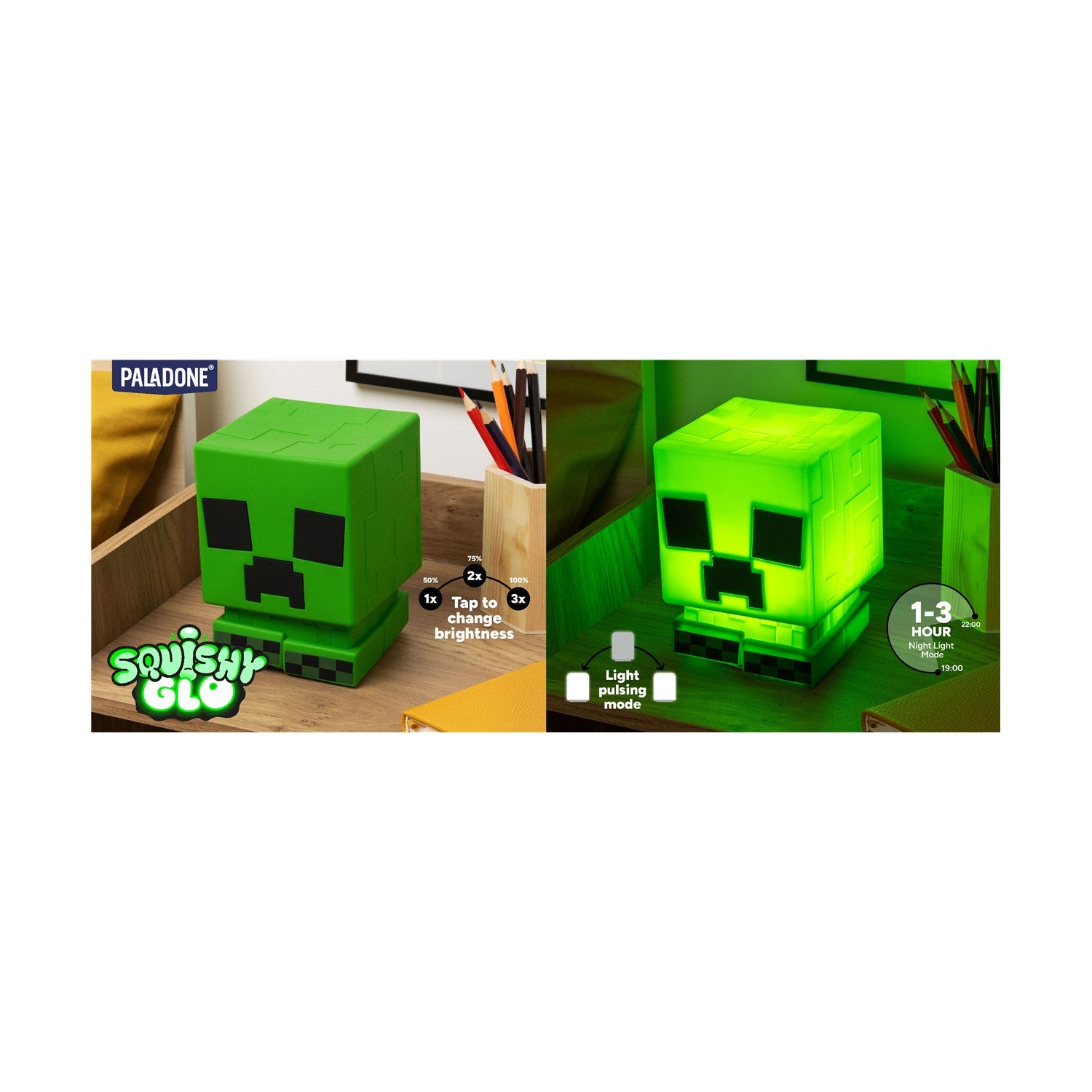 Paladone SquishyGlo: Minecraft - Creeper Silicone Light Rechargeable (PP14710MCF) - Sunday Habit