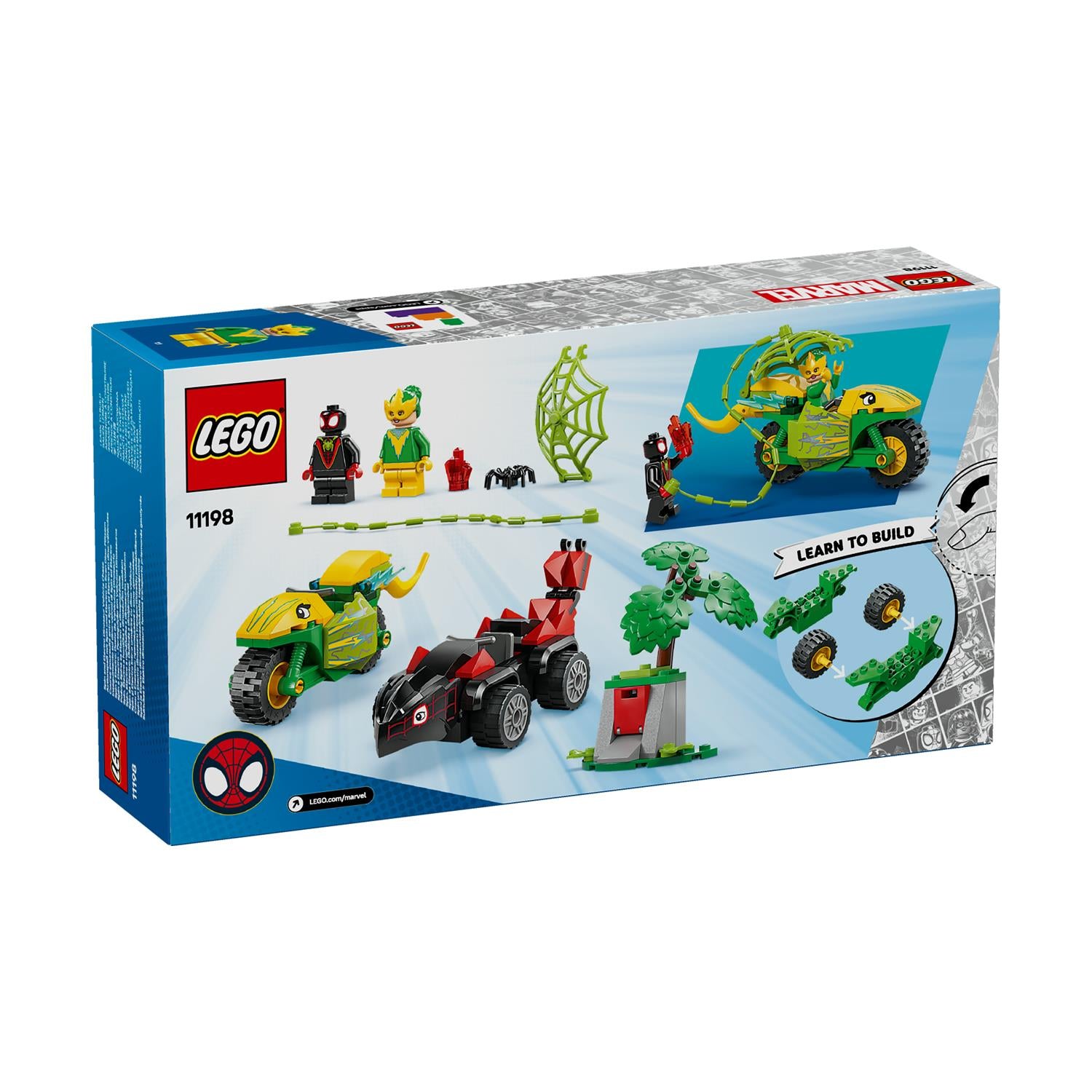 LEGO® Marvel: Spidey And His Amazing Friends Spin and Electro Dinosaur Vehicle Chase (11198)