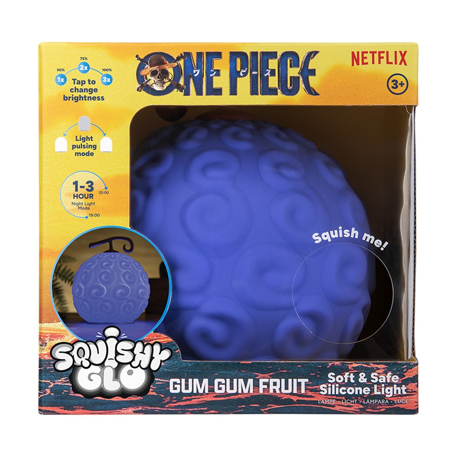 Paladone SquishyGlo: One Piece - GumGum Fruit Silicone Light Rechargeable (PP14339OPNF) - Sunday Habit