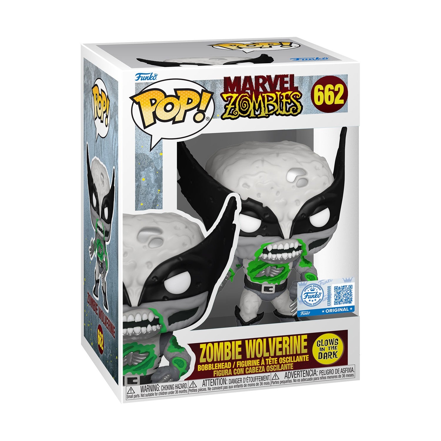 Funko Pop! Marvel: Zombies - Wolverine (B&W) (Glows in The Dark) (Special Edition) #662 Vinyl Figure - Sunday Habit