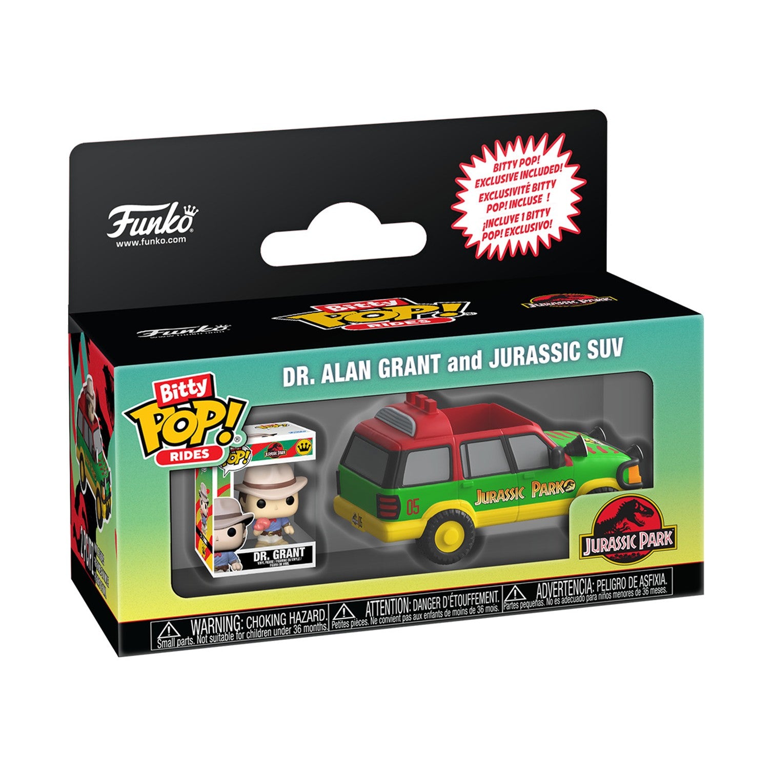 Funko Bitty Pop! Rides: Jurassic Park - Dr. Alan Grant with Jurassic SUV Vinyl Figures - Sunday Habit