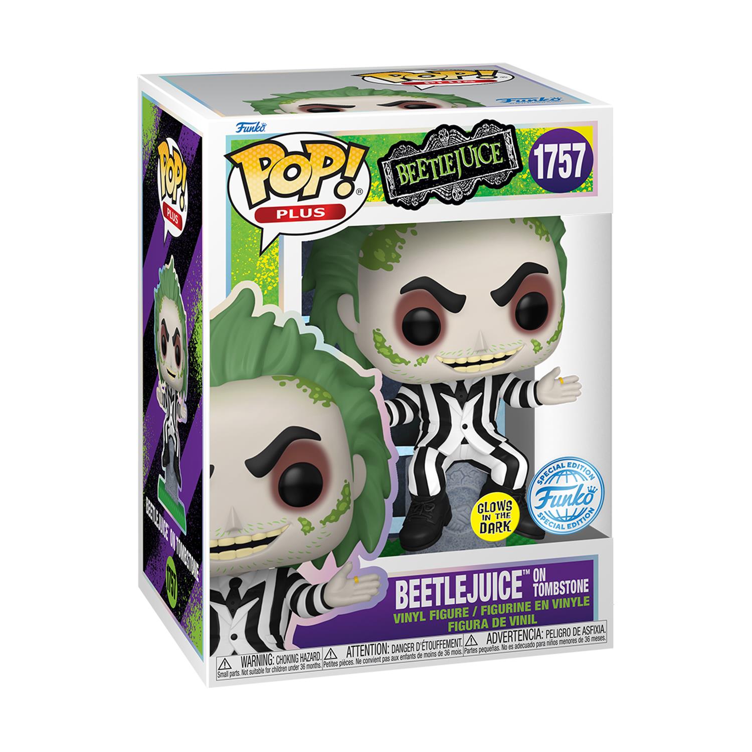Funko Pop! Plus: Beetlejuice - Beetlejuice on Tombstone (Special Edition) (Glows in The Dark) #1757 Vinyl Figure
