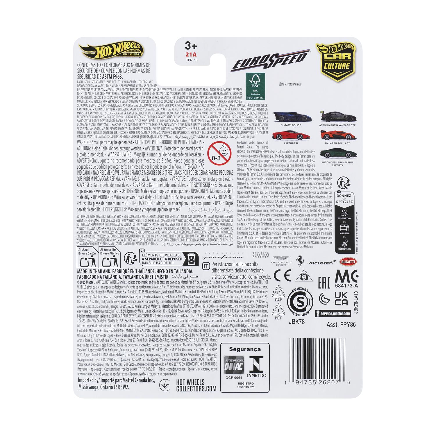 Mattel Hot Wheels Premium Car Culture: Euro Speed - McLaren Solus GT Vehicle (JBK78)