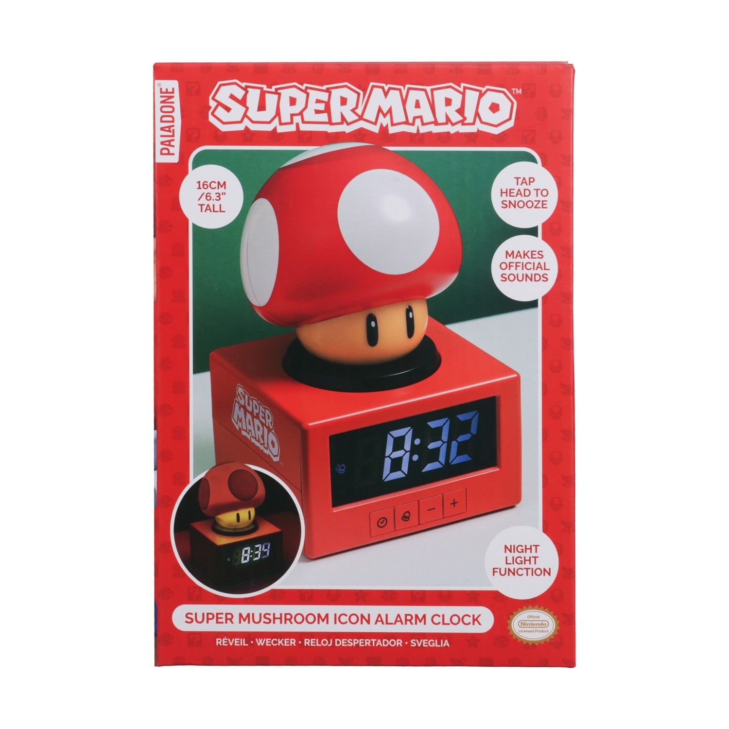 Paladone Icons: Super Mario - Super Mushroom Alarm Clock (PP13124NN) - Sunday Habit