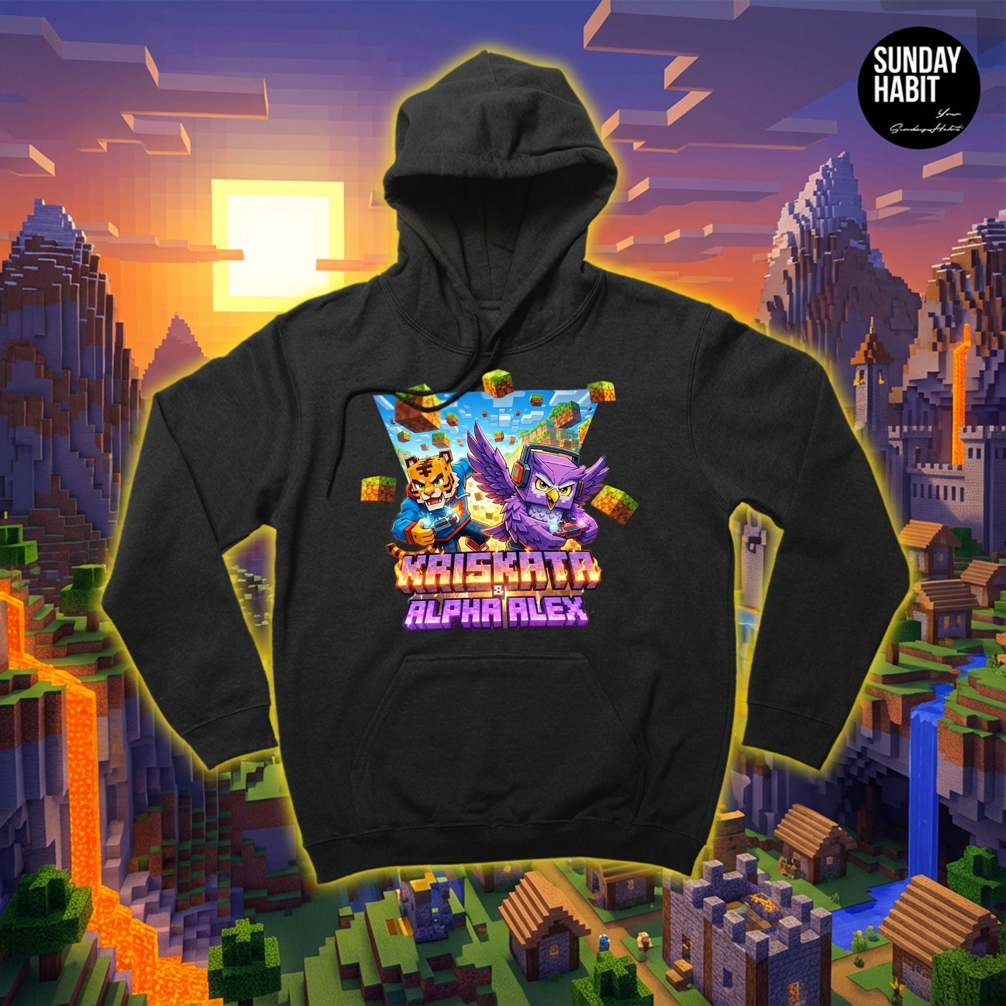 Kriskata x AlphaAlex - Minecraft - черно худи