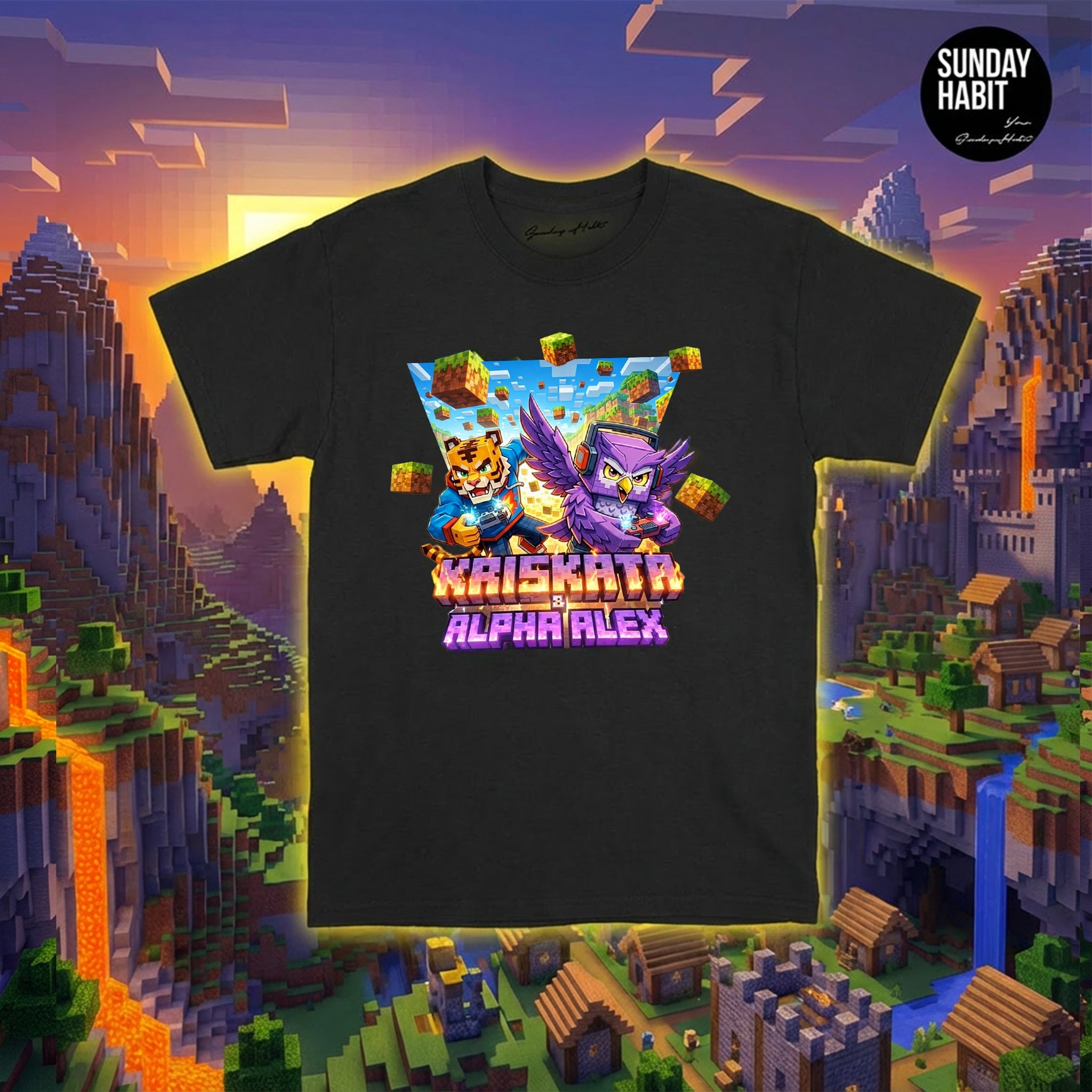 Kriskata x AlphaAlex - Minecraft - черна тениска