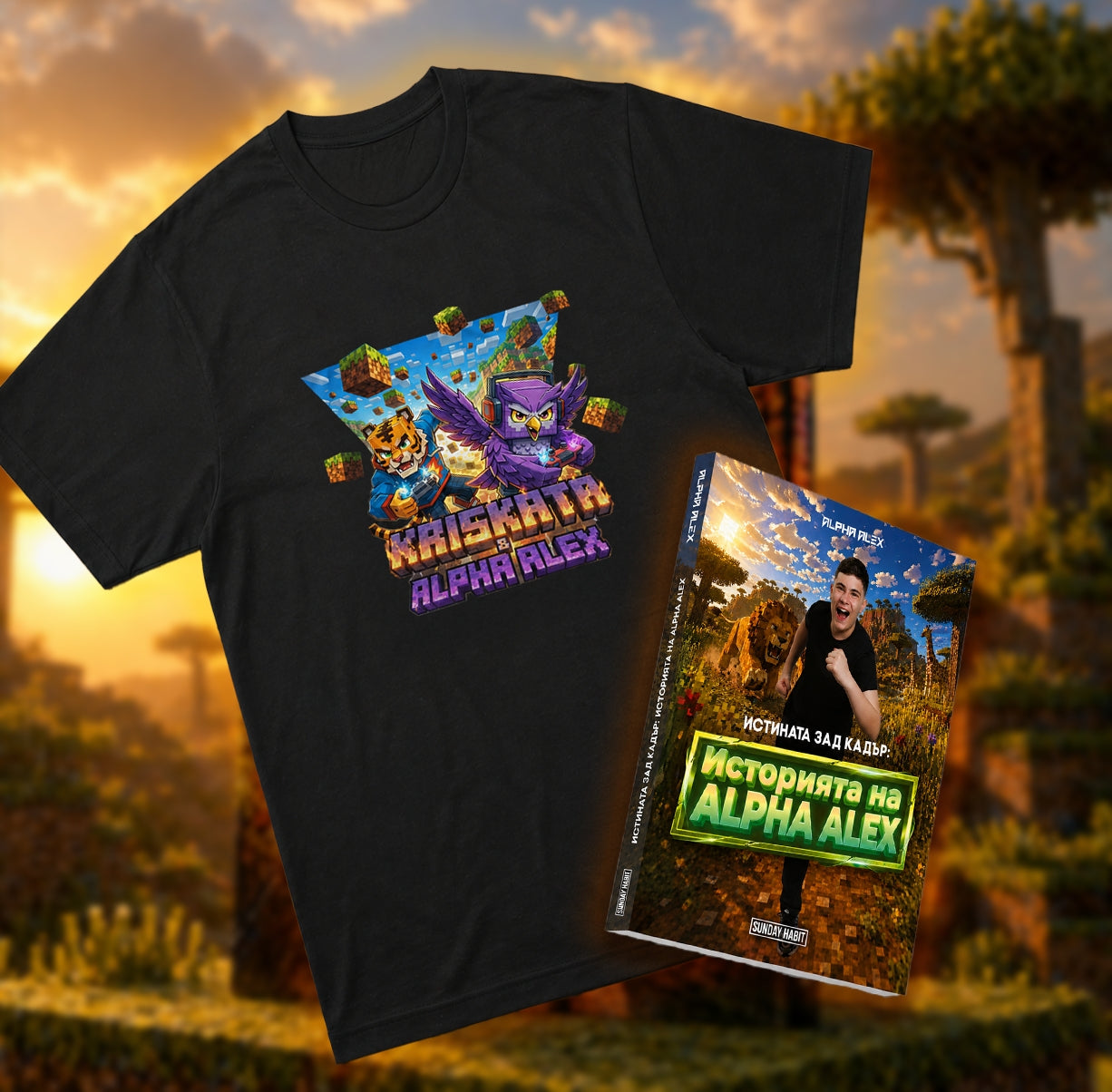 PRE-ORDER: Историята на Alpha Alex -книга + тениска + автограф