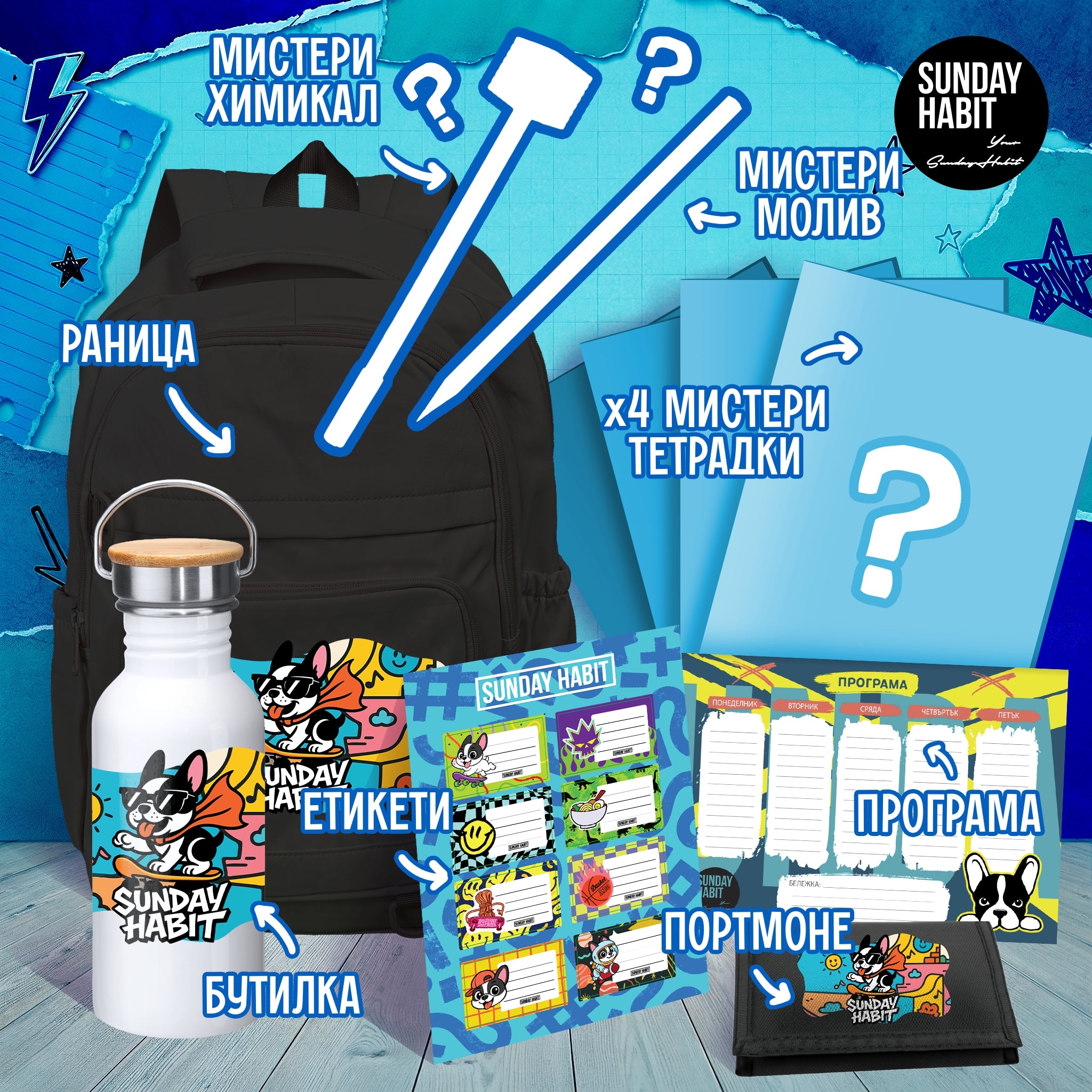🎒 11 в 1 ЛИМИТИРАН УЧЕНИЧЕСКИ КОМПЛЕКТ за МОМЧЕ 📚