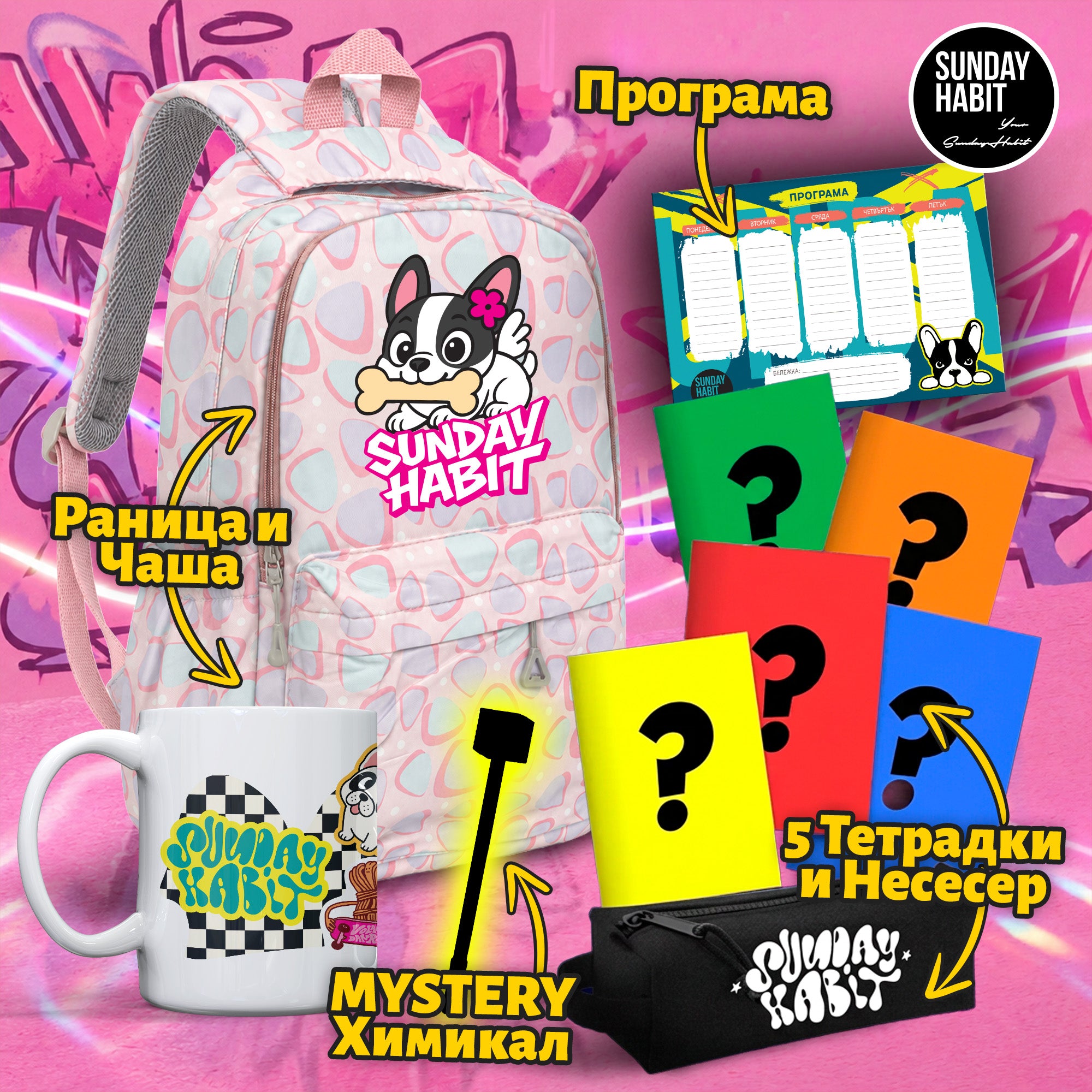 10в1 МЕГА УЧИЛИЩЕН КОМПЛЕКТ за МОМИЧЕ - Sunday Habit