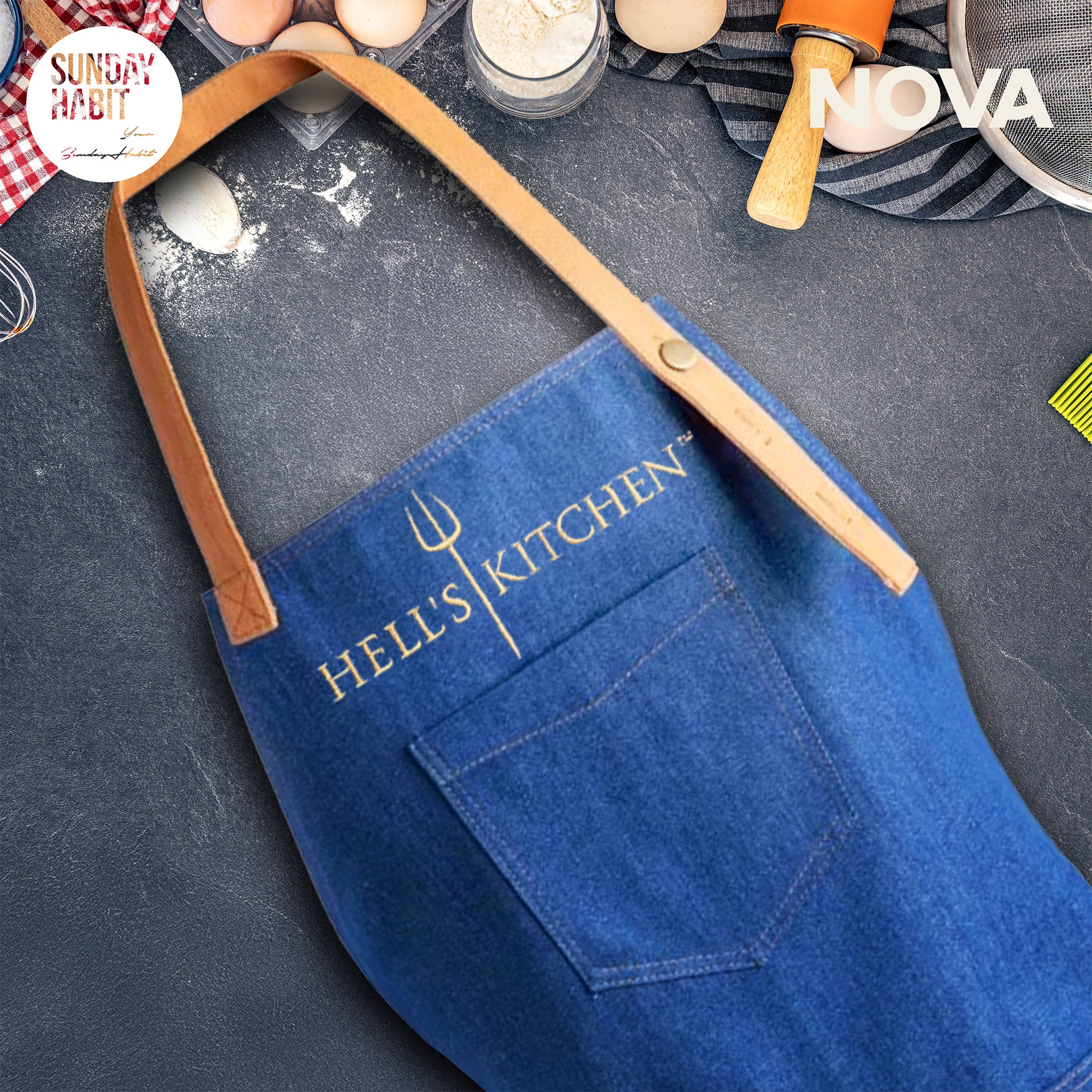 Hell's Kitchen Бродерия - Премиум престилка за готвене + специална тубусна опаковка