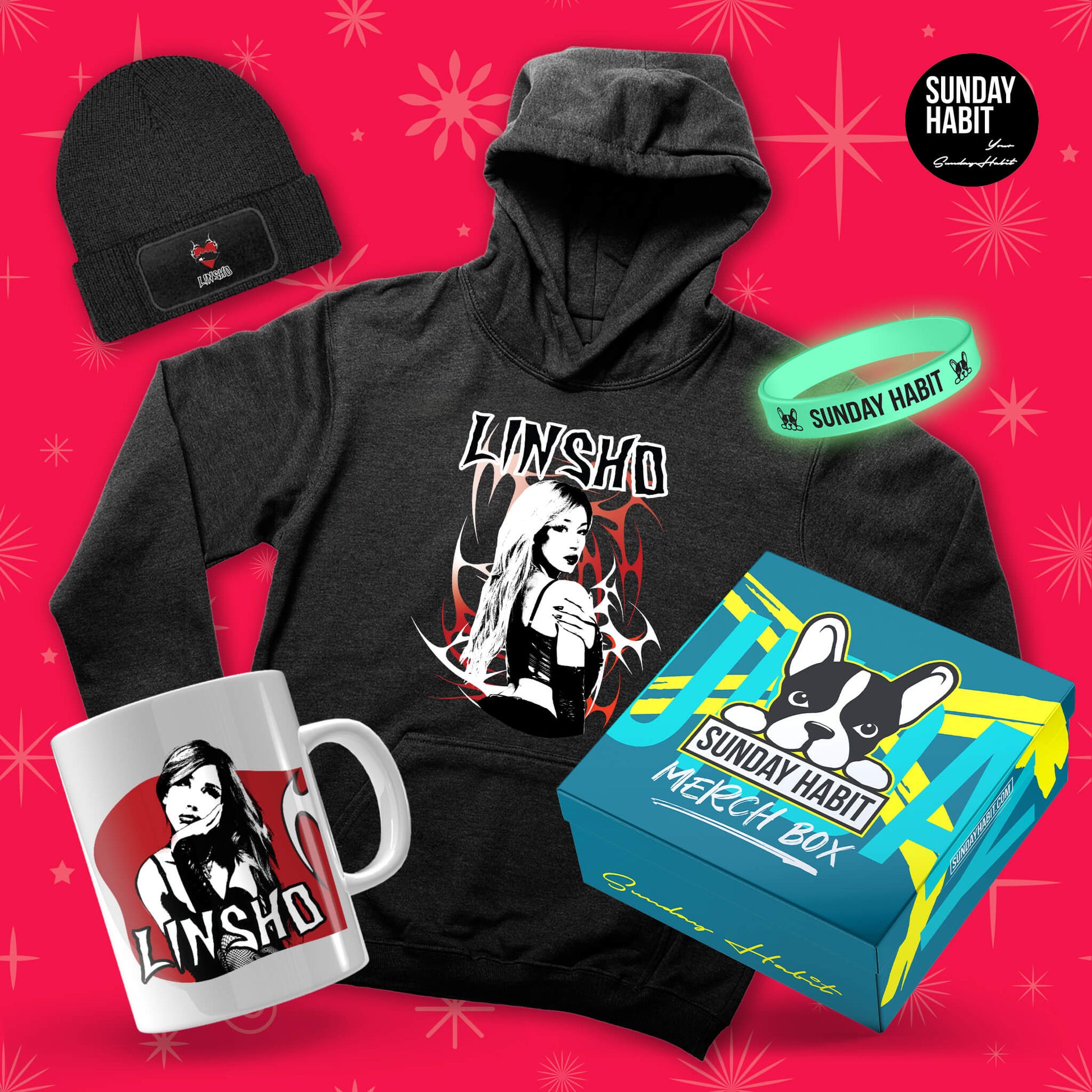 XMAS 25 - LINSHO - худи + шапка + чаша + светеща гривна и подаръчна кутия /2/ - Sunday Habit