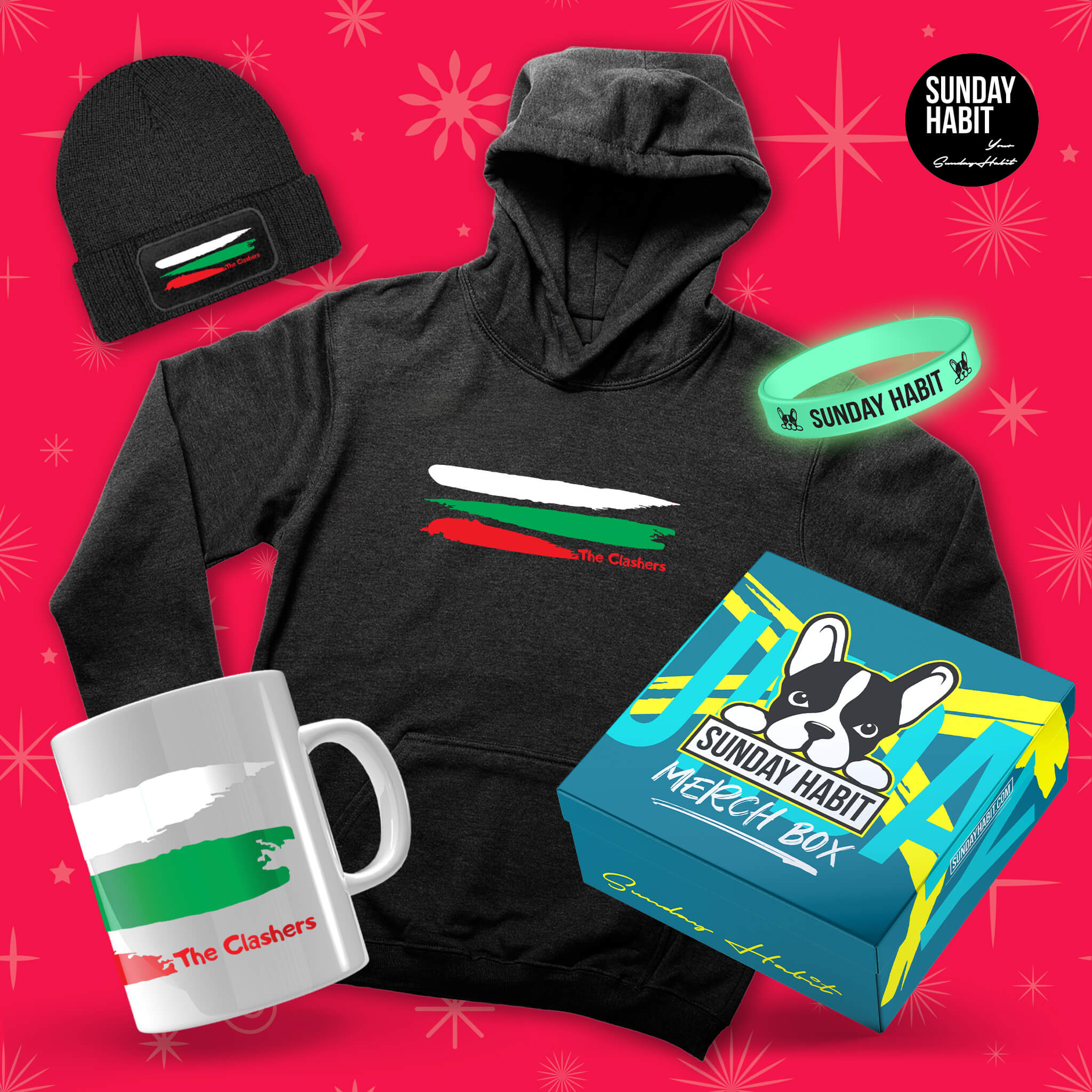 XMAS 25 - THE CLASHERS - худи + шапка + чаша + светеща гривна и подаръчна кутия /2/