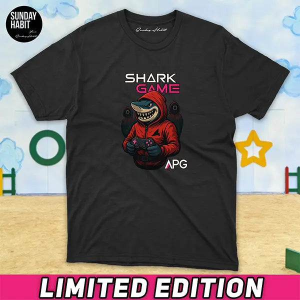 APG - SHARK GAME - черна тениска AndyPlayzGamez
