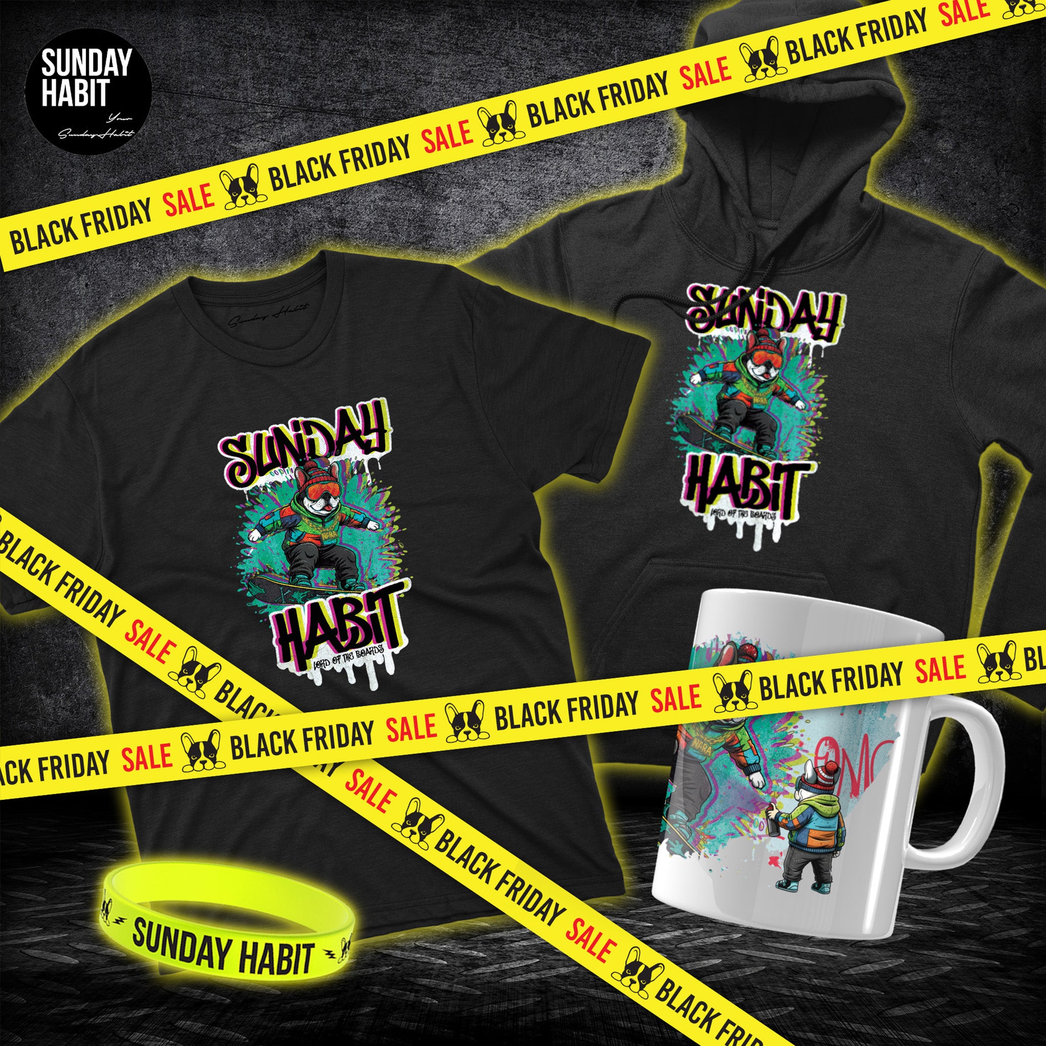 BLACK FRIDAY BLACK BUNDLE - черно худи + черна тениска + чаша + светеща гривна