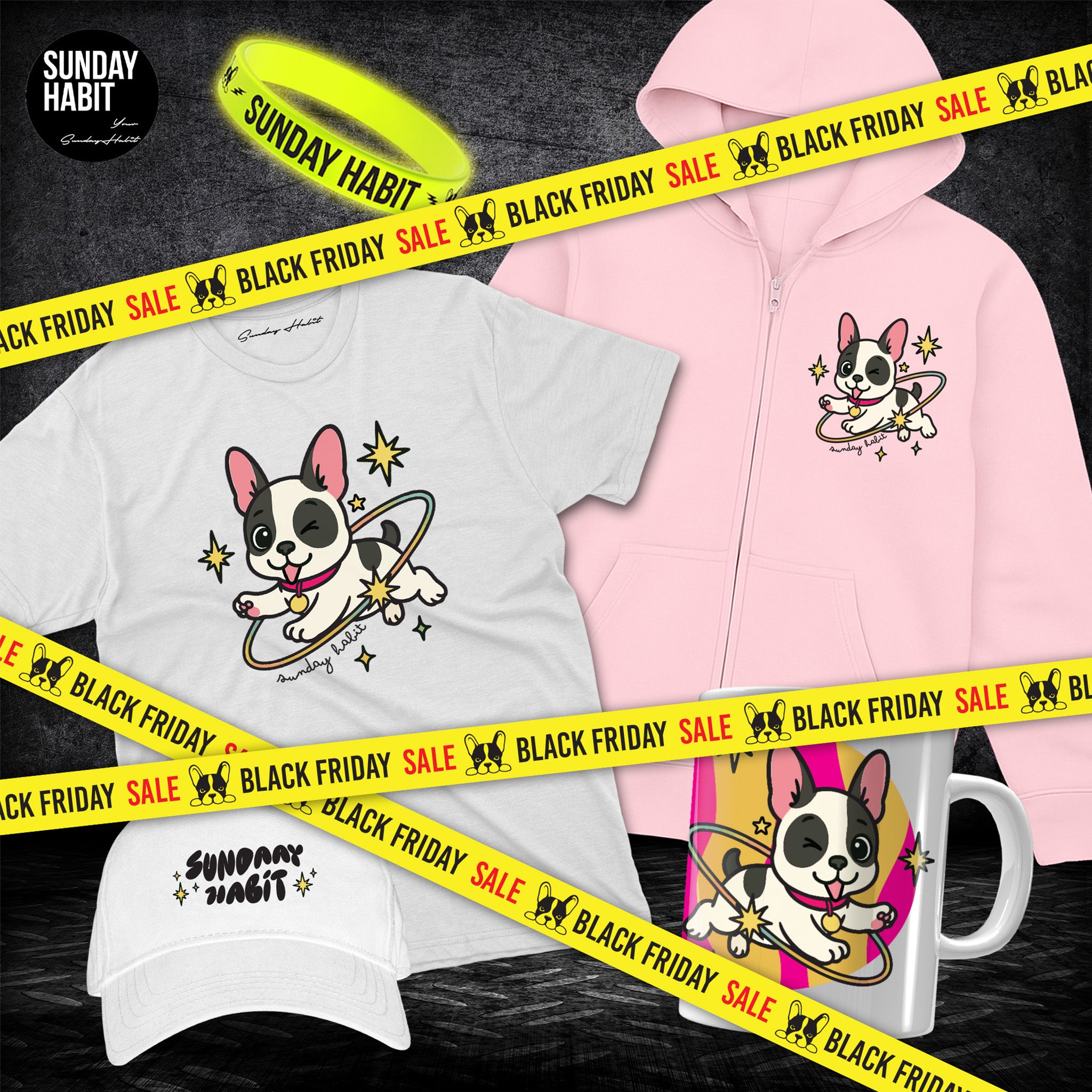 BLACK FRIDAY MEGA GIRL КОМПЛЕКТ - розово худи с цип + бяла тениска + бяла шапка + чаша + светеща гривна