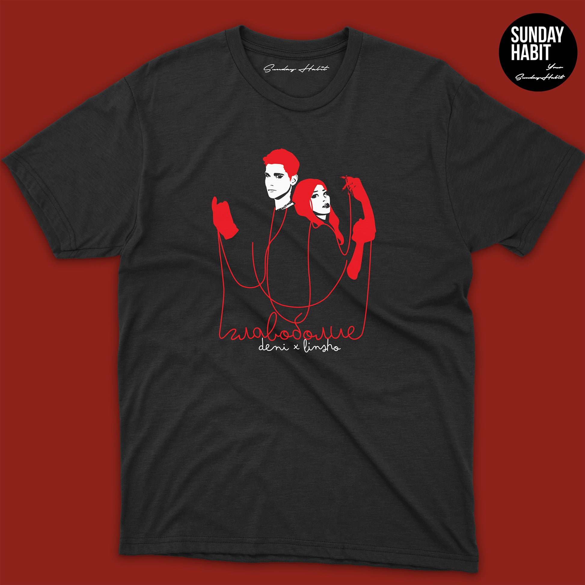 Главоболие - черна тениска + подарък картичка с автографи - Sunday Habit