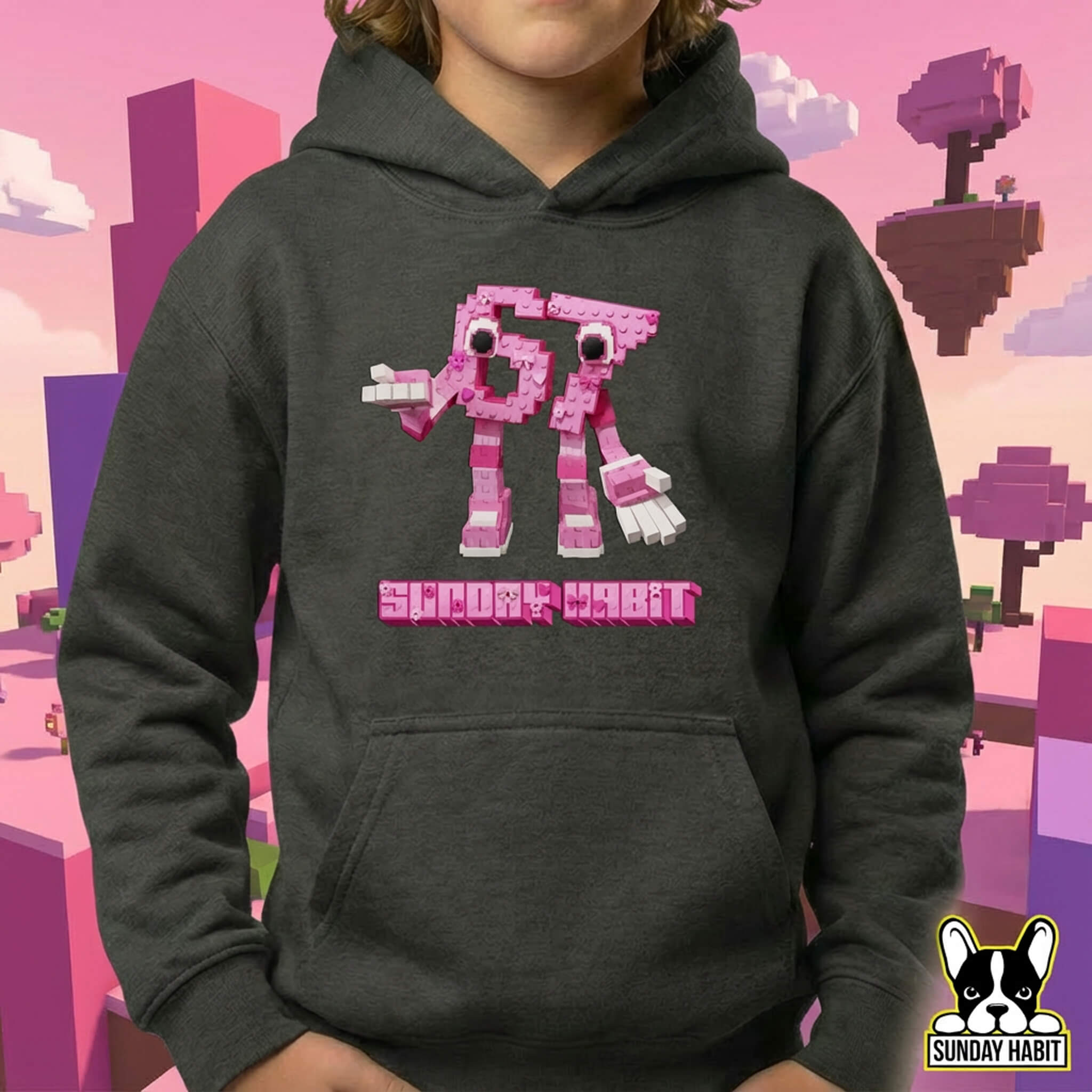 4в1 67 Розов Коледен Комплект с долнище за МОМИЧЕ - Суичър, розово долнище, чорапи и светеща гривна в КОЛЕДНА КУТИЯ