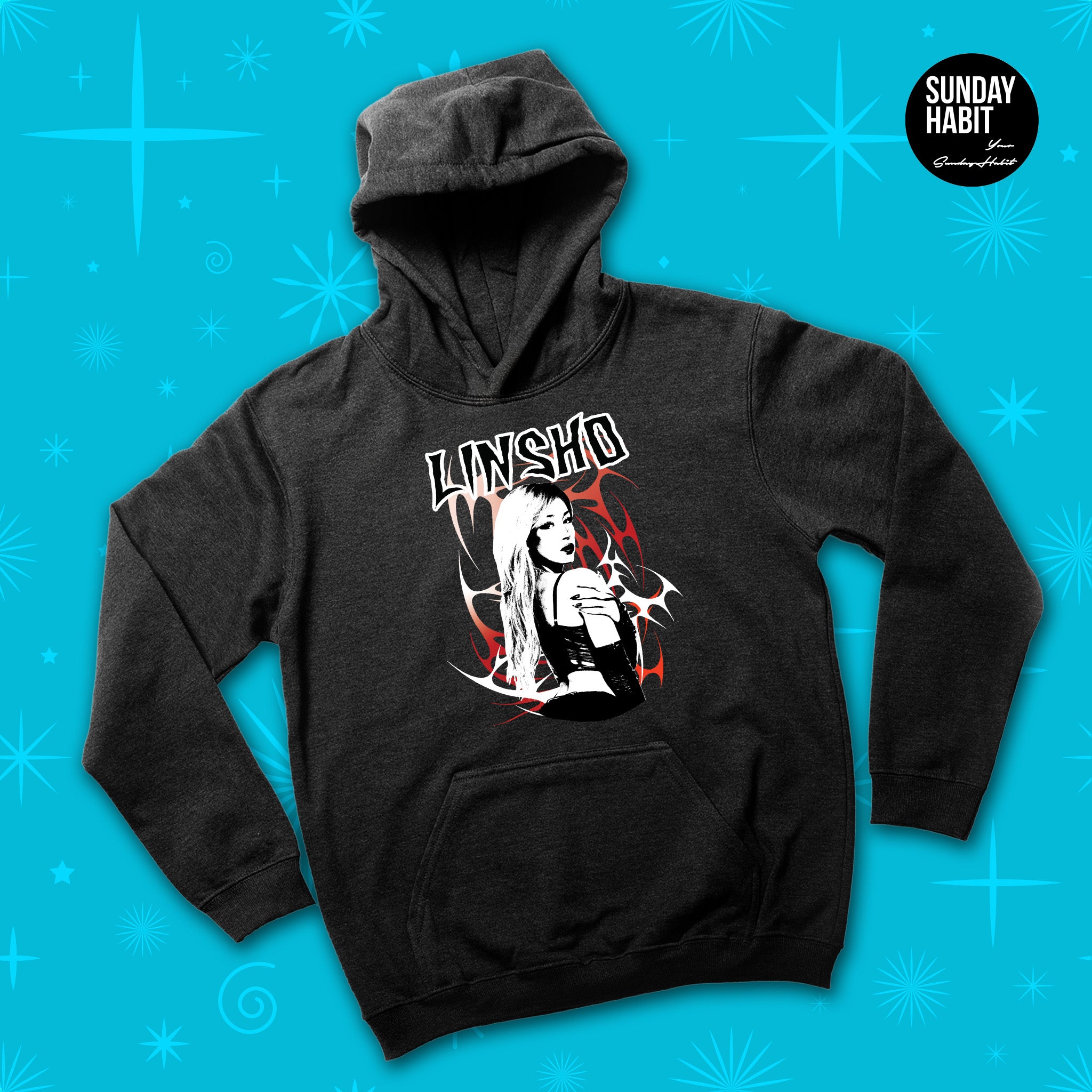 XMAS 25 - LINSHO - черно худи - Sunday Habit