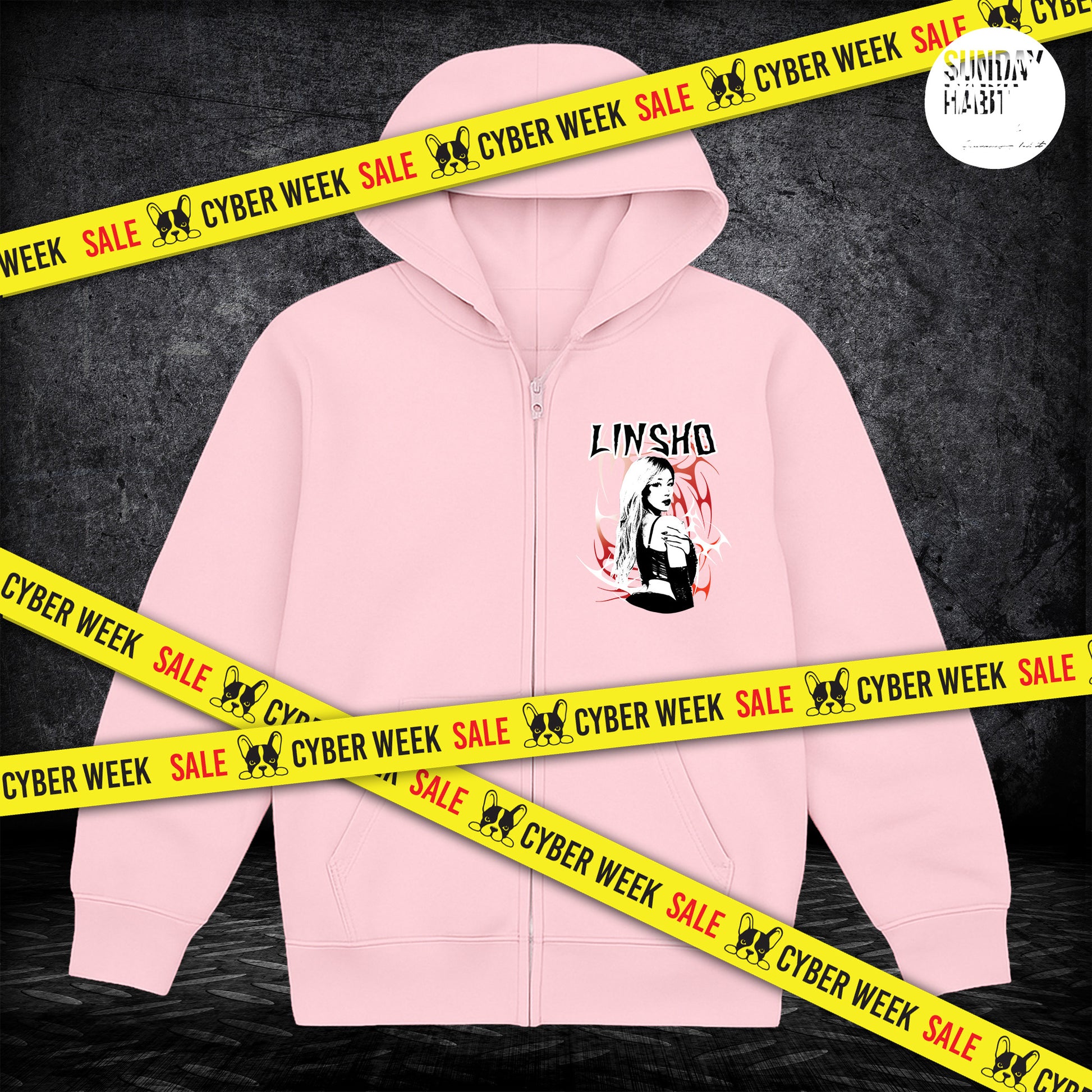 CYBER WEEK LINSHO - олекотено розово худи - Sunday Habit