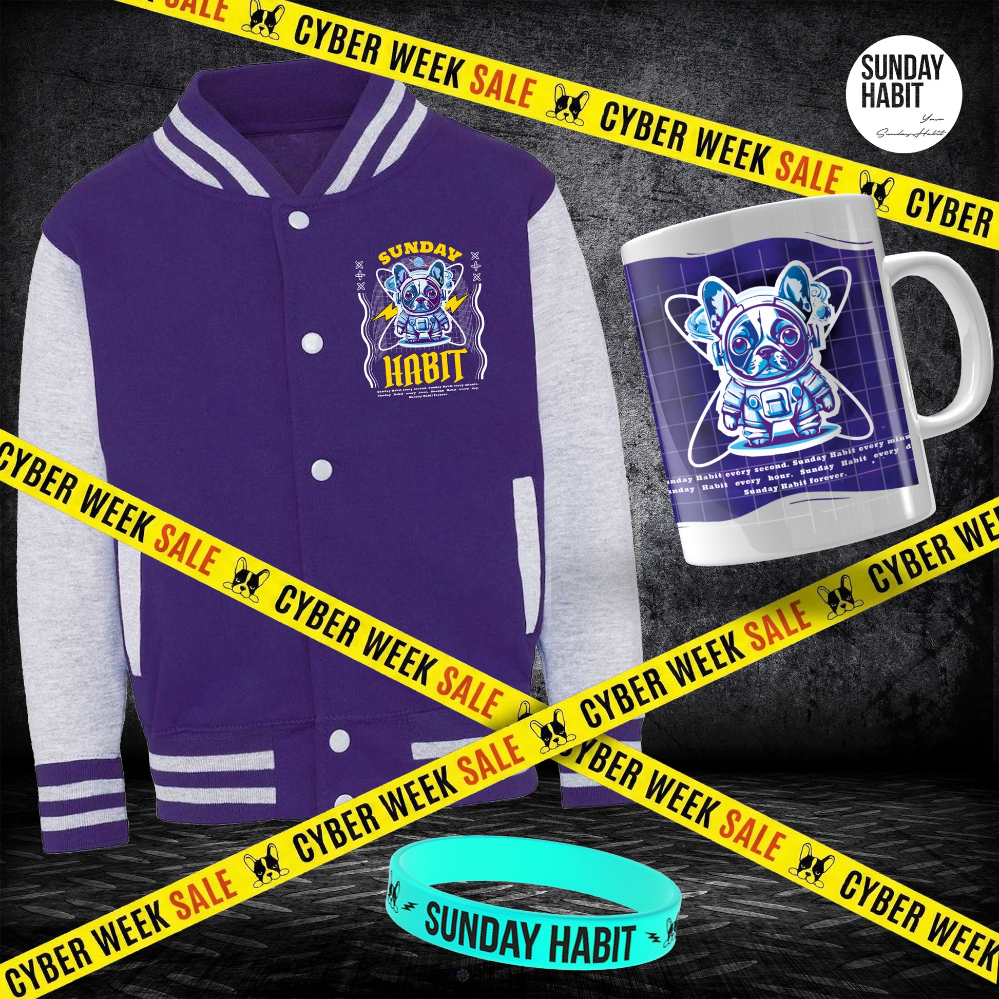 CYBER WEEK КОМПЛЕКТ - преходно яке + чаша + светеща гривна - Sunday Habit