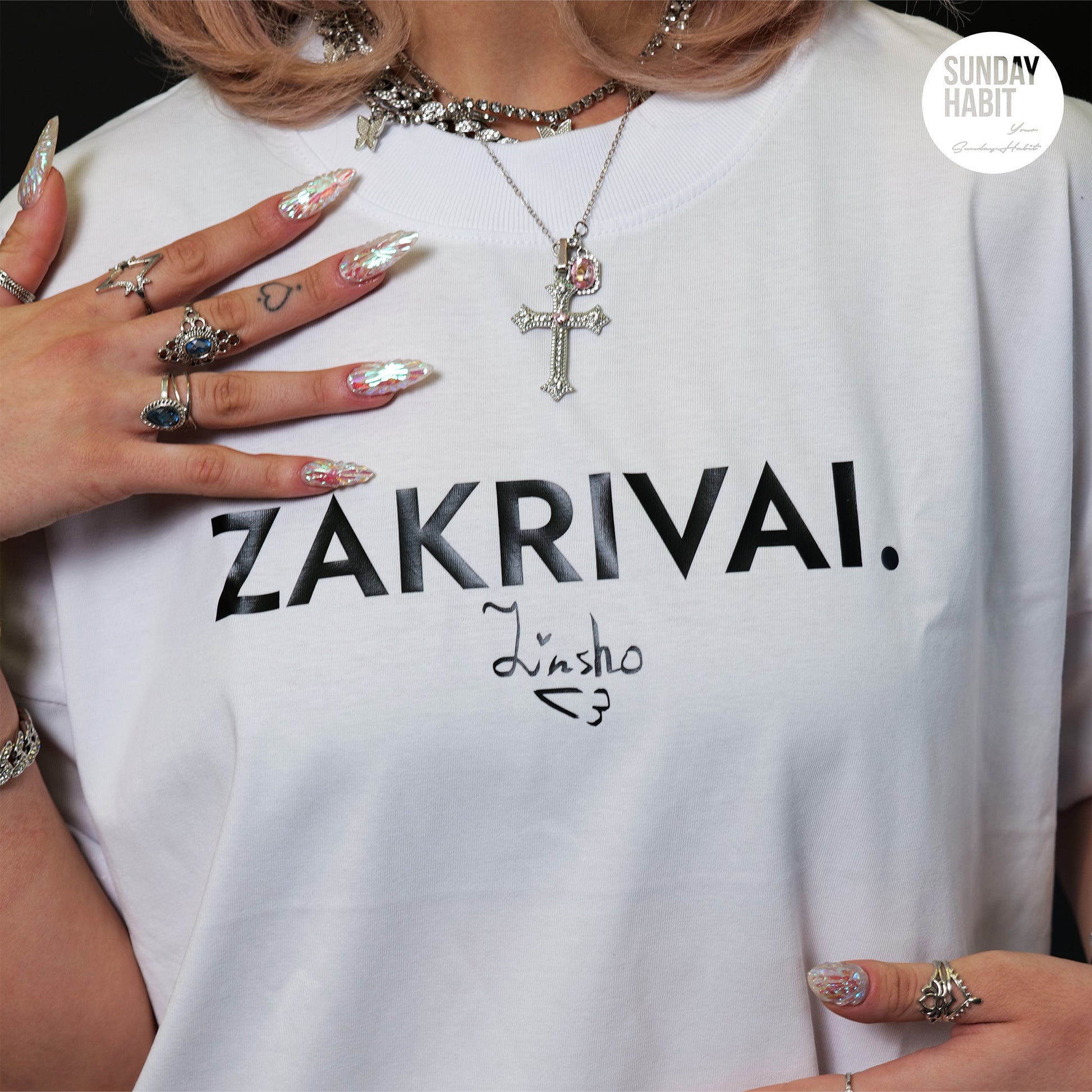 LINSHO - ZAKRIVAI - бяла тениска - Sunday Habit